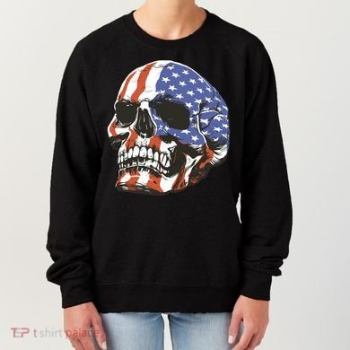 American Flag Patriotic Skull Women's Sweatshirt