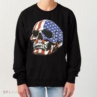 American Flag Patriotic Skull Women's Sweatshirt thumb 0