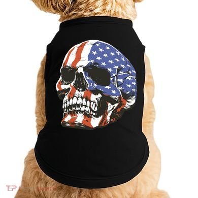 American Flag Patriotic Skull Doggie Tank