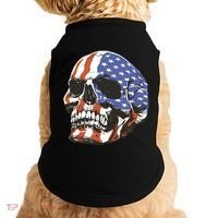 American Flag Patriotic Skull Doggie Tank thumb 0