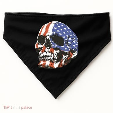 American Flag Patriotic Skull USA-Made Doggie Bandana
