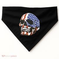 American Flag Patriotic Skull USA-Made Doggie Bandana thumb 0