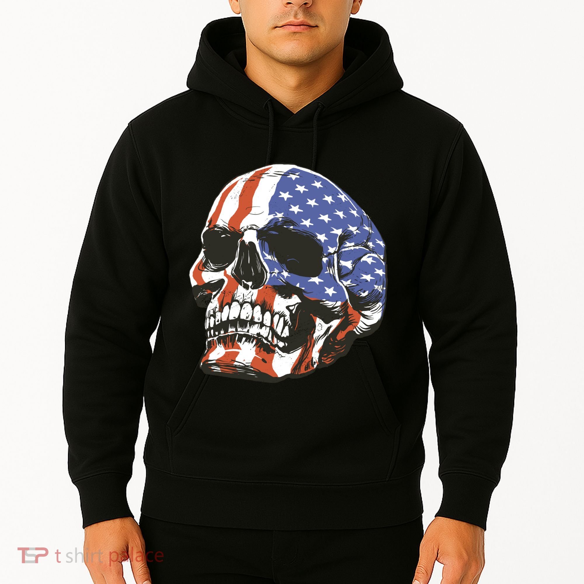 American Flag Patriotic Skull Hoodie