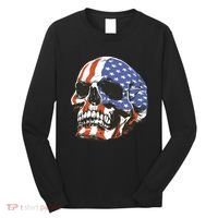 American Flag Patriotic Skull Long Sleeve Shirt thumb 0