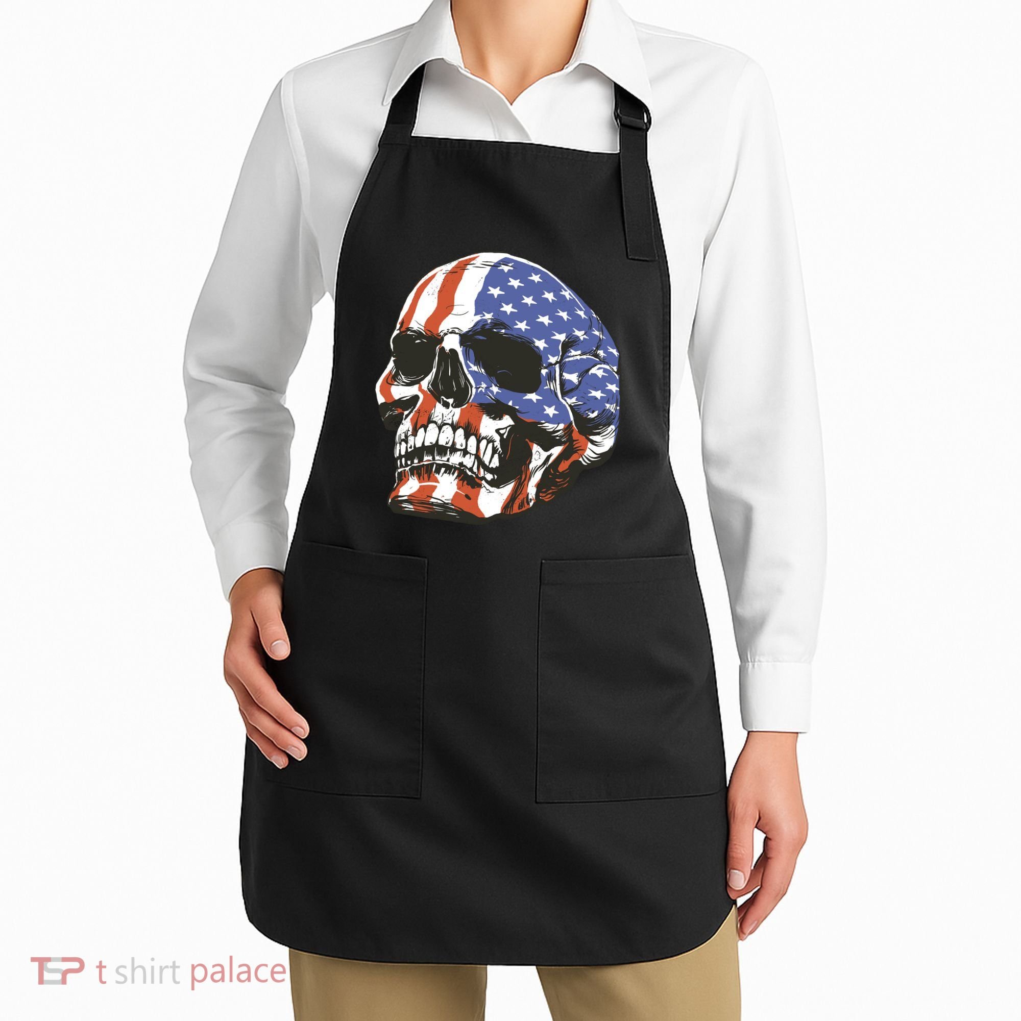 American Flag Patriotic Skull Apron