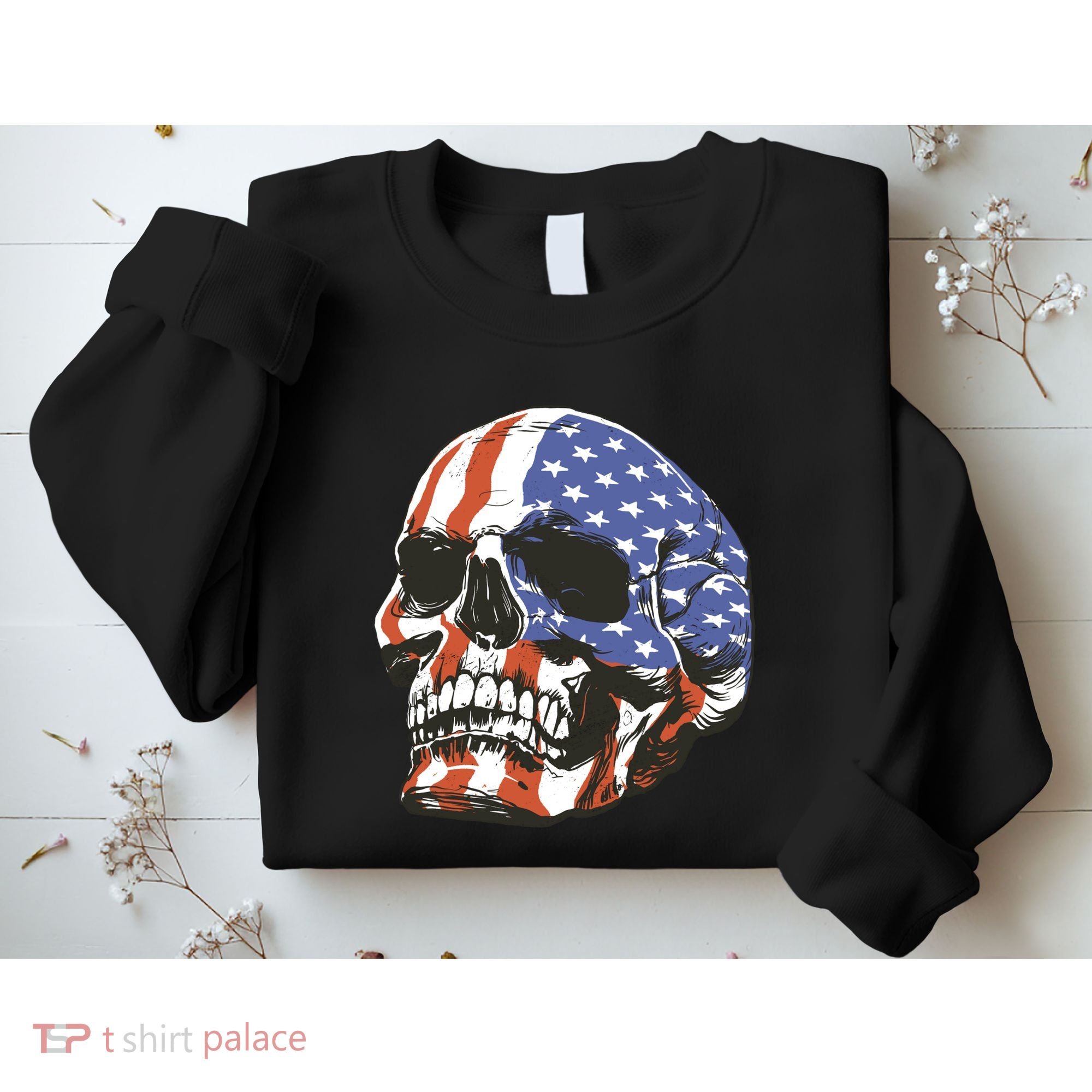 American Flag Patriotic Skull Sweatshirt