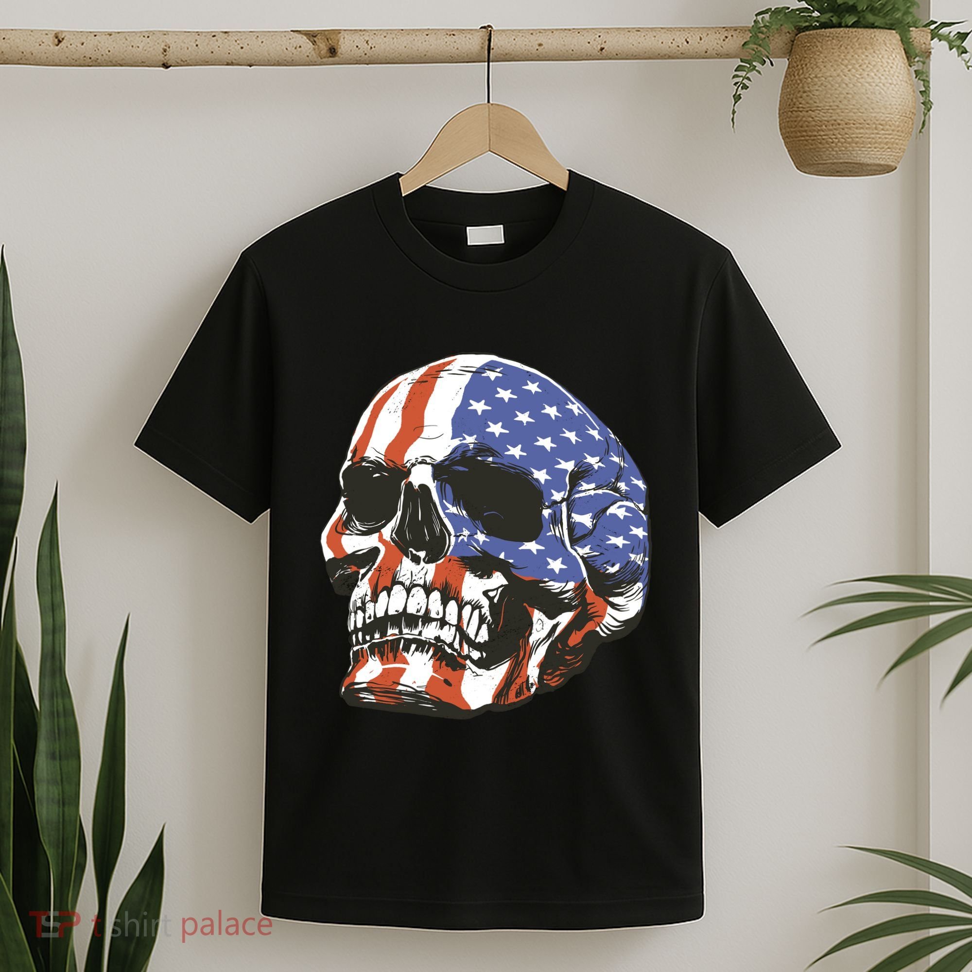 American Flag Patriotic Skull T-Shirt