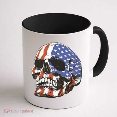 American Flag Patriotic Skull Coffee Mug back