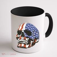American Flag Patriotic Skull Coffee Mug thumb 1