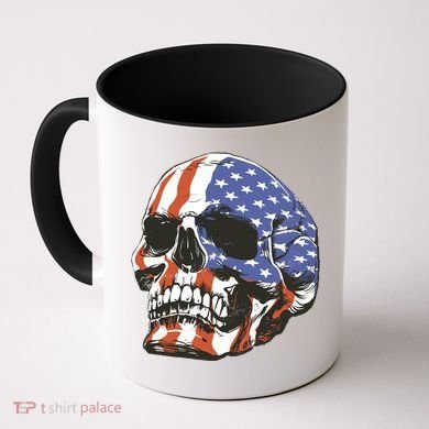 American Flag Patriotic Skull Coffee Mug