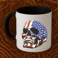 American Flag Patriotic Skull Coffee Mug thumb 2