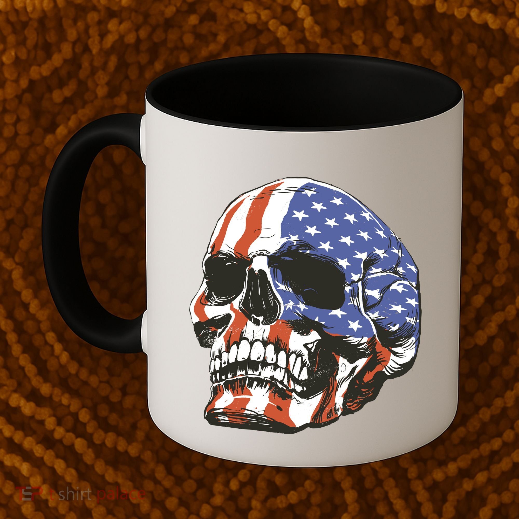 American Flag Patriotic Skull Coffee Mug