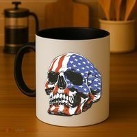American Flag Patriotic Skull Coffee Mug thumb 4
