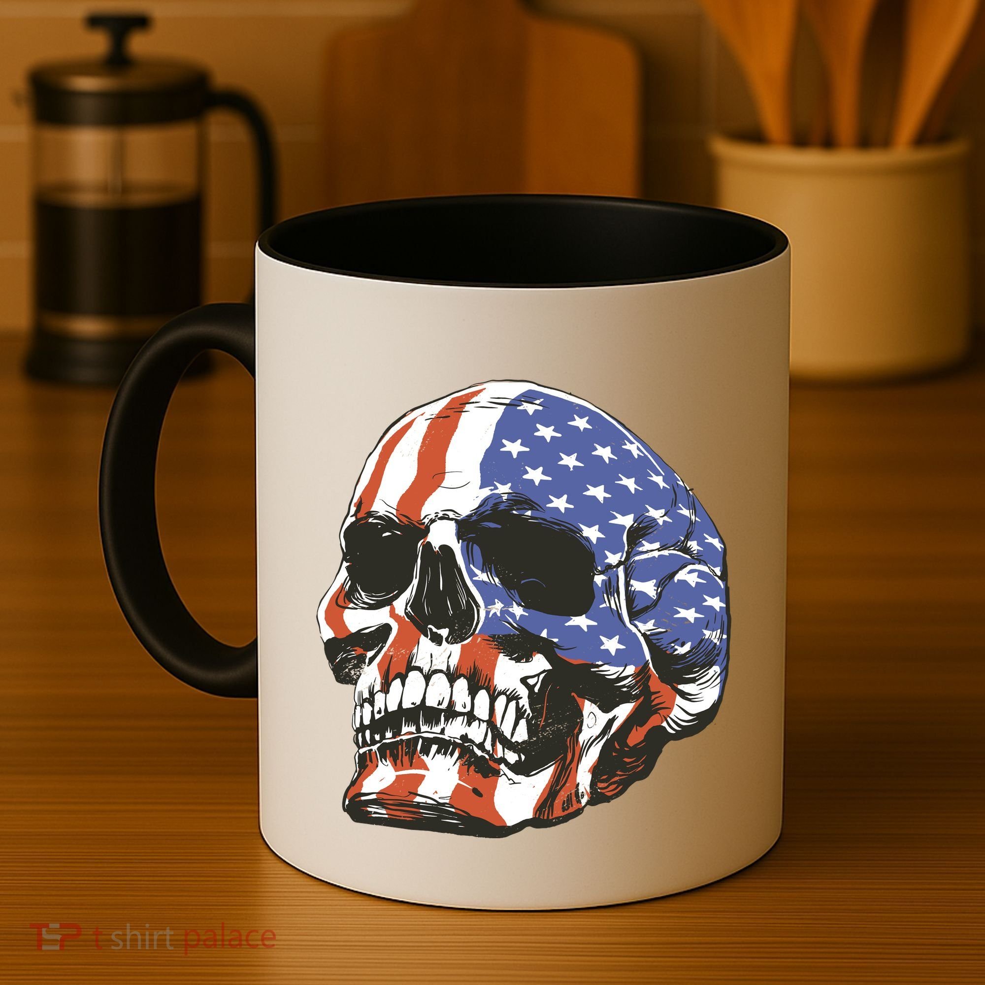 American Flag Patriotic Skull Coffee Mug