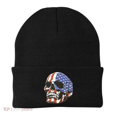 American Flag Patriotic Skull Beanie