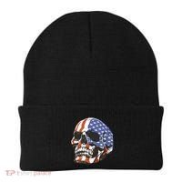 American Flag Patriotic Skull Beanie thumb 0