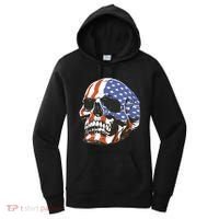 American Flag Patriotic Skull Women's Hoodie thumb 0