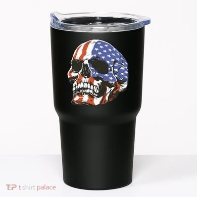 American Flag Patriotic Skull Tumbler
