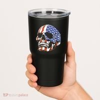 American Flag Patriotic Skull Tumbler thumb 2