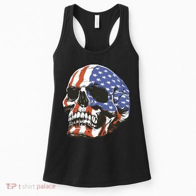 American Flag Patriotic Skull Women's Tank Top