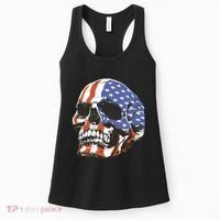 American Flag Patriotic Skull Women's Tank Top thumb 0