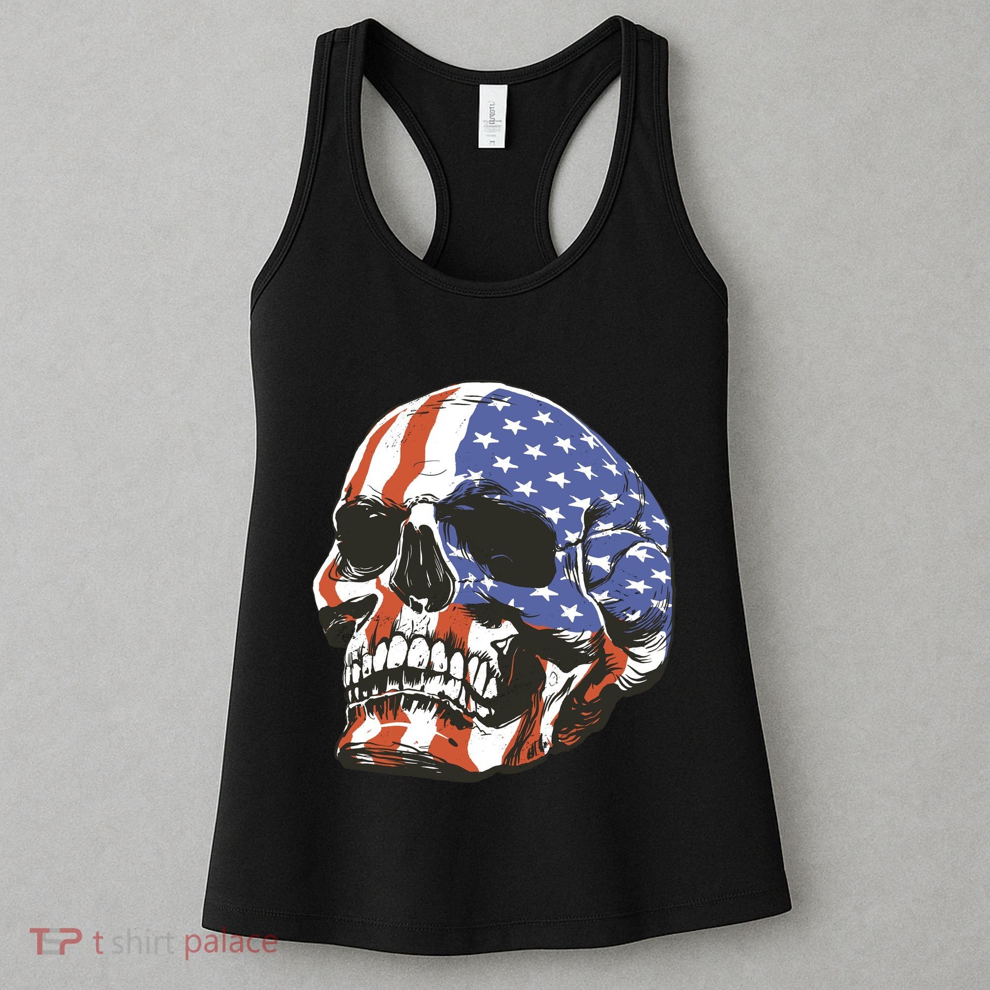 American Flag Patriotic Skull Women's Tank Top