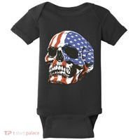 American Flag Patriotic Skull Baby Bodysuit thumb 0