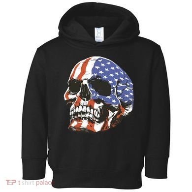 American Flag Patriotic Skull Toddler Hoodie