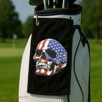 American Flag Patriotic Skull Golf Towel thumb 2