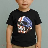 American Flag Patriotic Skull Toddler T-Shirt thumb 2