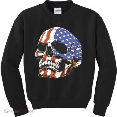 American Flag Patriotic Skull Kids Sweatshirt
