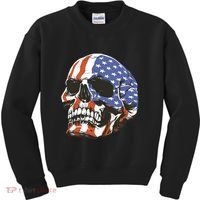 American Flag Patriotic Skull Kids Sweatshirt thumb 0