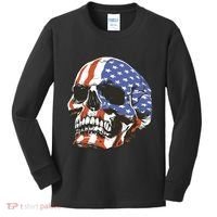 American Flag Patriotic Skull Kids Long Sleeve Shirt thumb 0
