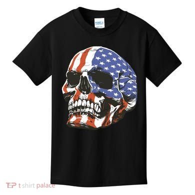 American Flag Patriotic Skull Kids T-Shirt