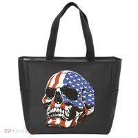 American Flag Patriotic Skull Tote Bag thumb 0