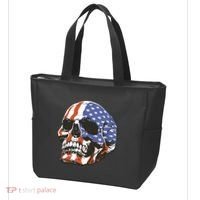 American Flag Patriotic Skull Tote Bag thumb 3