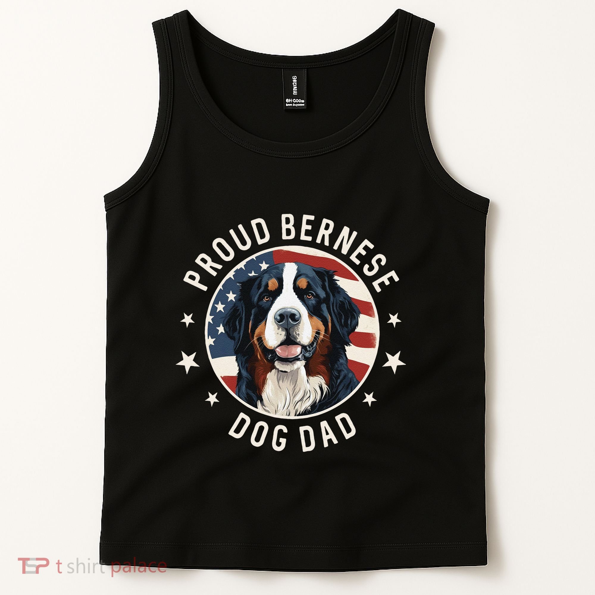 American Flag Proud Bernese Mountain Dog Dad Tank Top