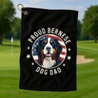 American Flag Proud Bernese Mountain Dog Dad Golf Towel thumb 1