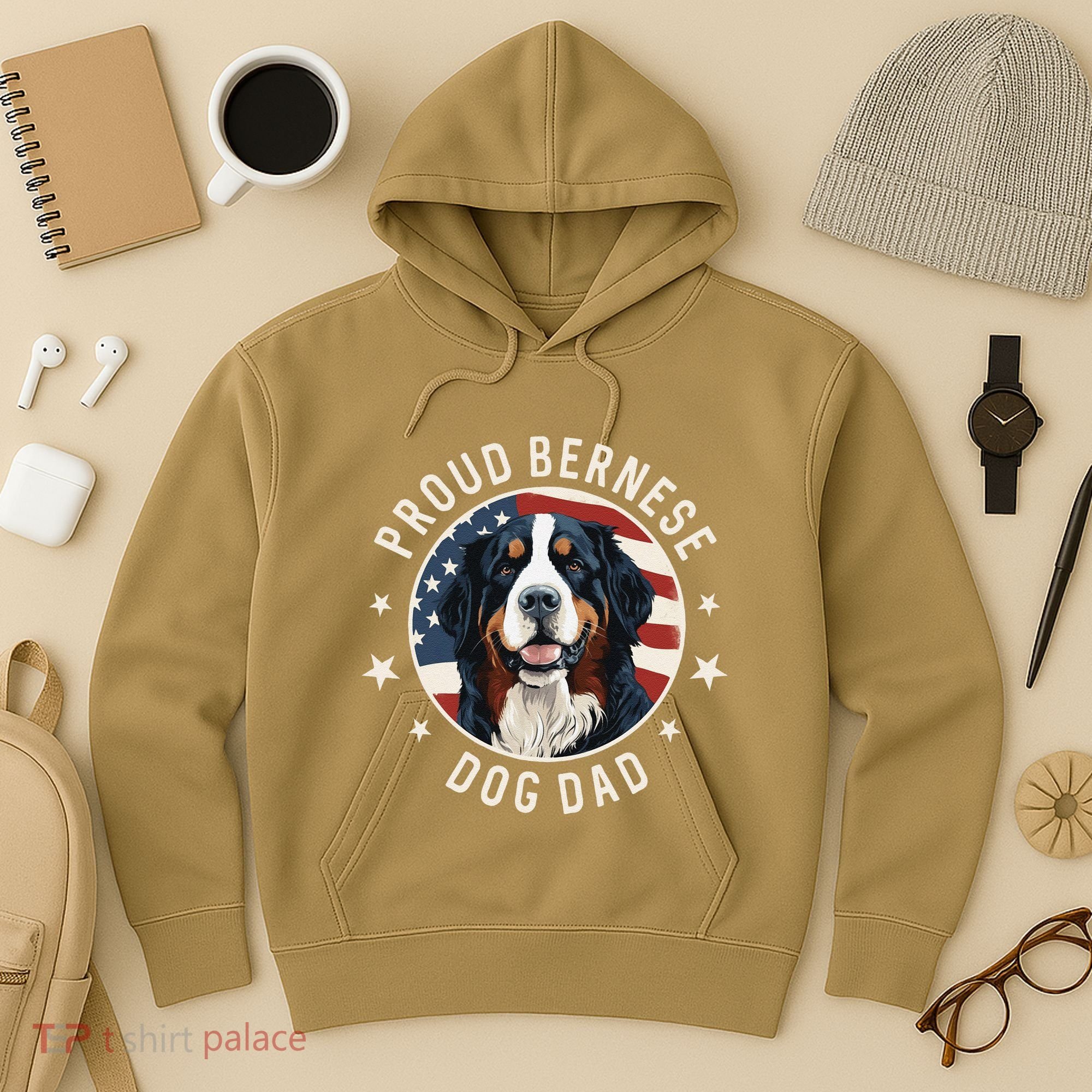 American Flag Proud Bernese Mountain Dog Dad Hoodie