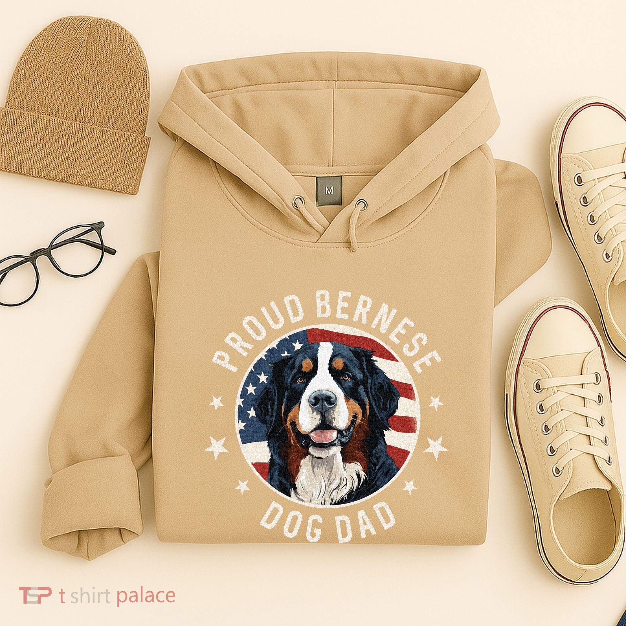 American Flag Proud Bernese Mountain Dog Dad Hoodie