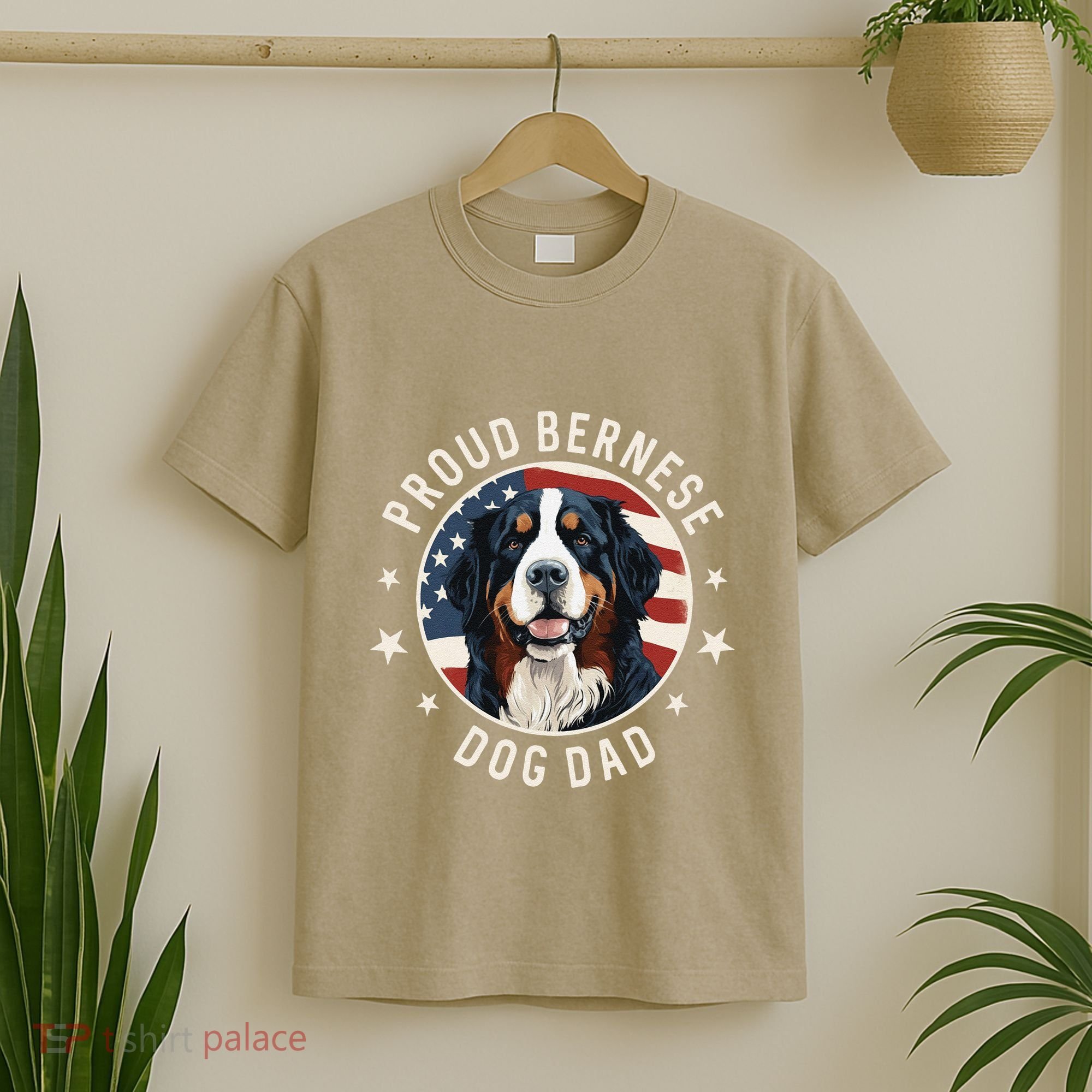 American Flag Proud Bernese Mountain Dog Dad T-Shirt