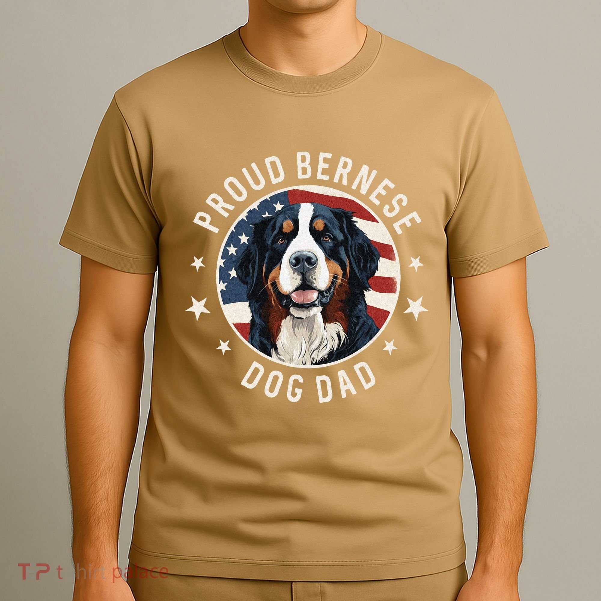 American Flag Proud Bernese Mountain Dog Dad T-Shirt