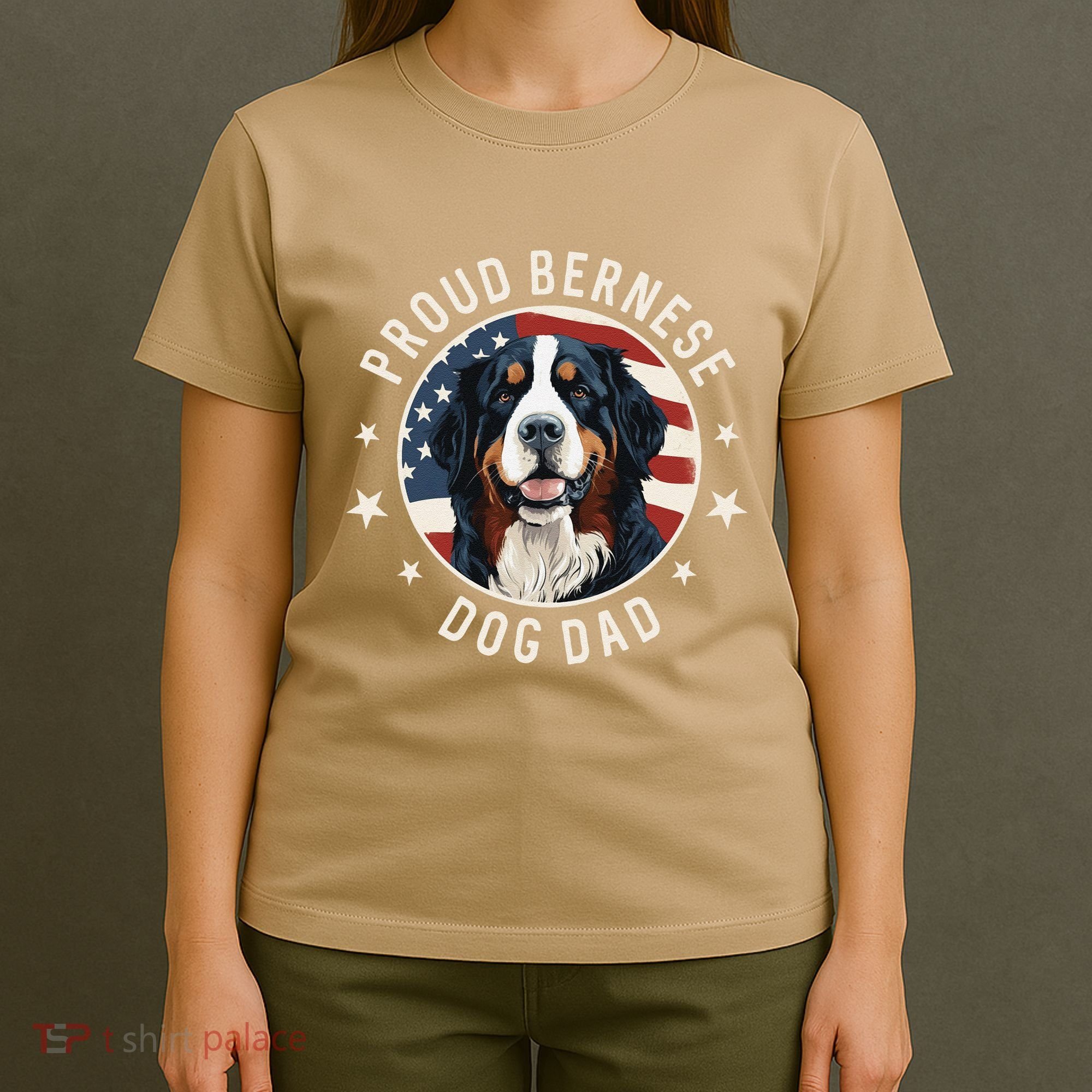 American Flag Proud Bernese Mountain Dog Dad T-Shirt