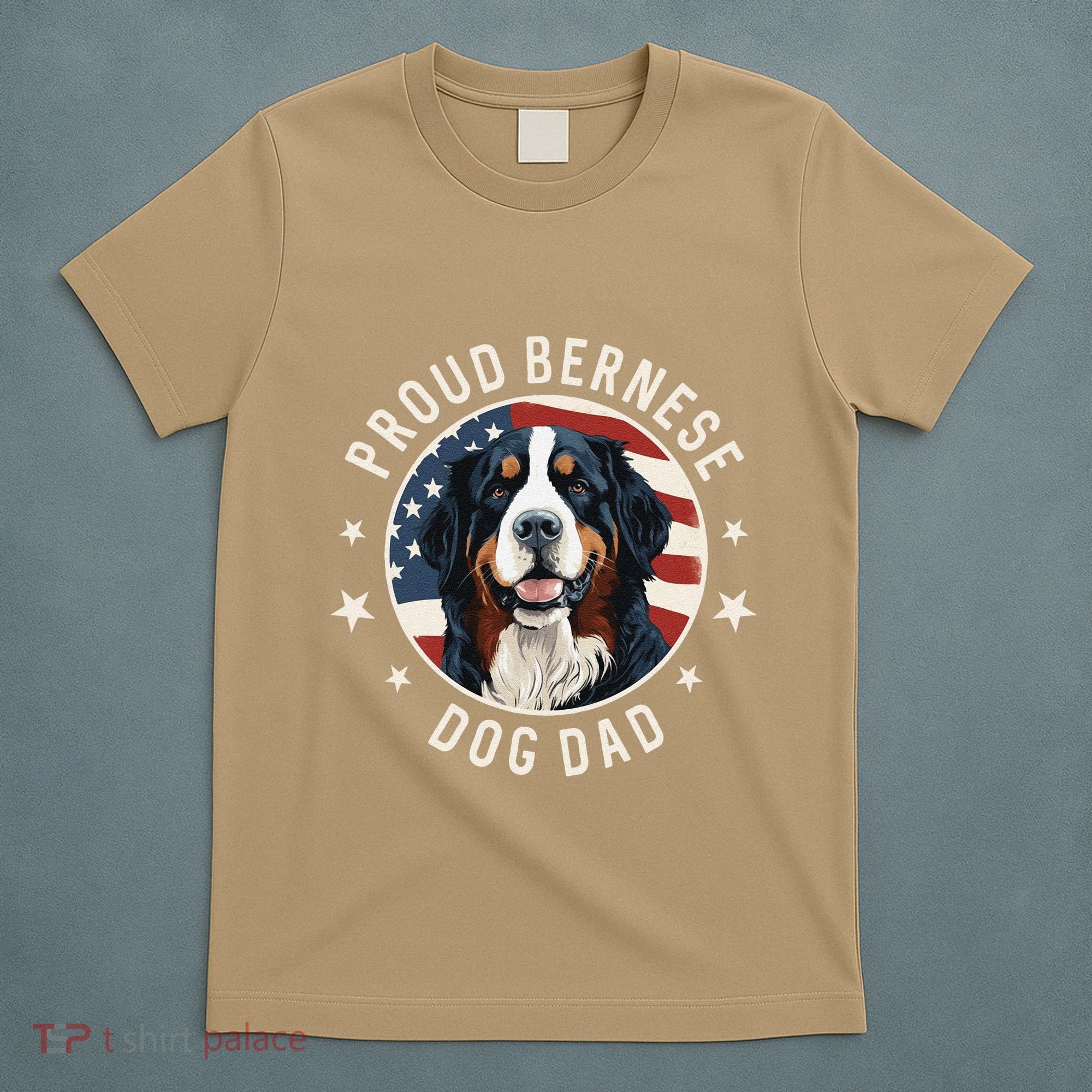 American Flag Proud Bernese Mountain Dog Dad T-Shirt