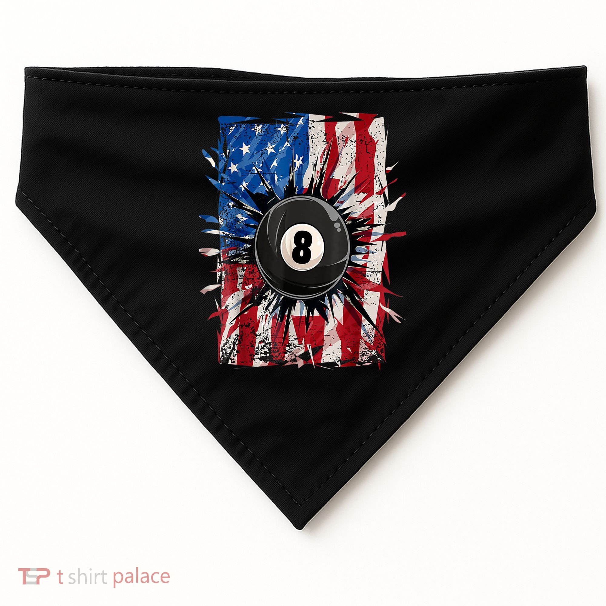 American Flag Pool Snooker Billiards Player 8 Ball Usa Gift USA-Made Doggie Bandana