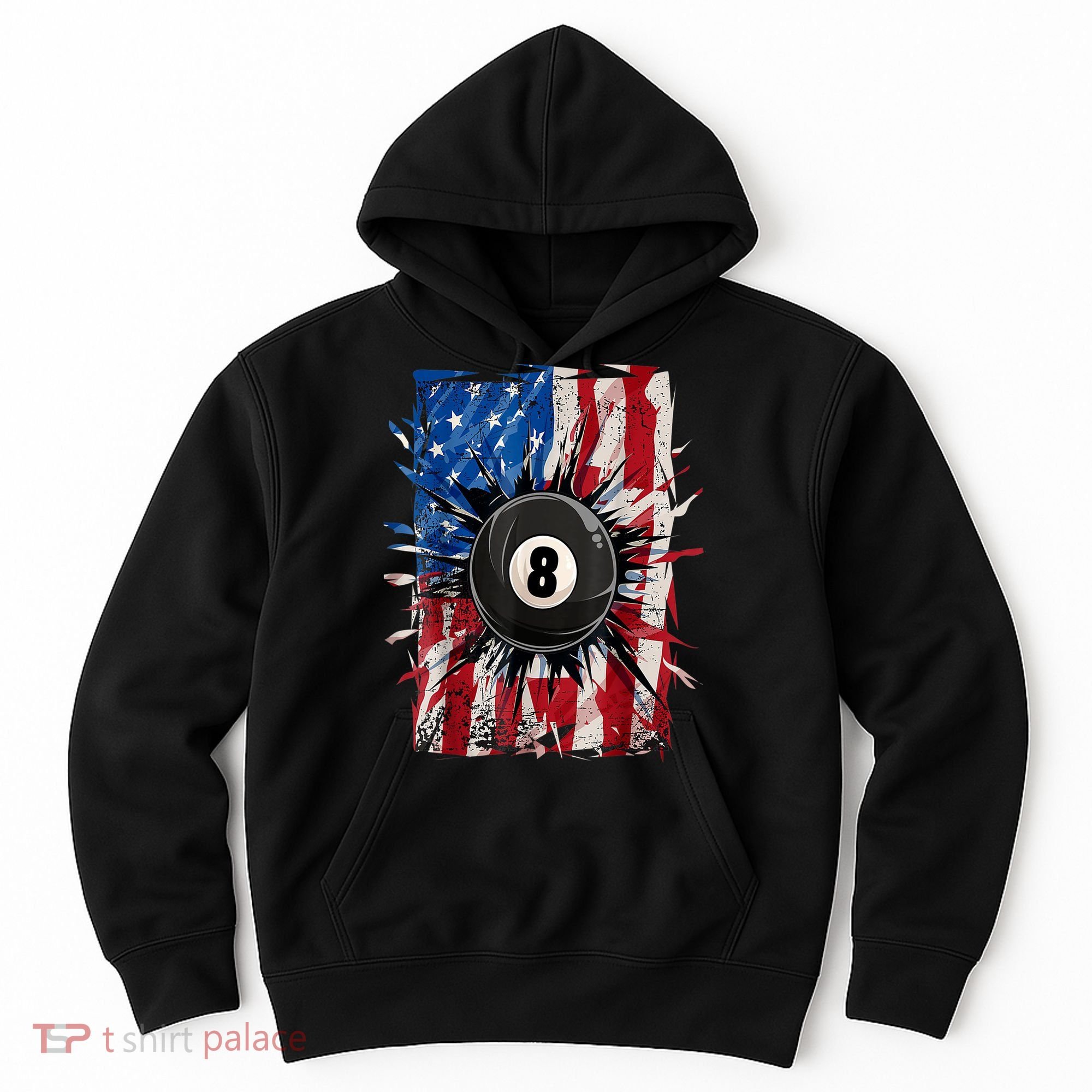 American Flag Pool Snooker Billiards Player 8 Ball Usa Gift Hoodie