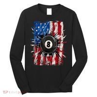 American Flag Pool Snooker Billiards Player 8 Ball Usa Gift Long Sleeve Shirt thumb 0