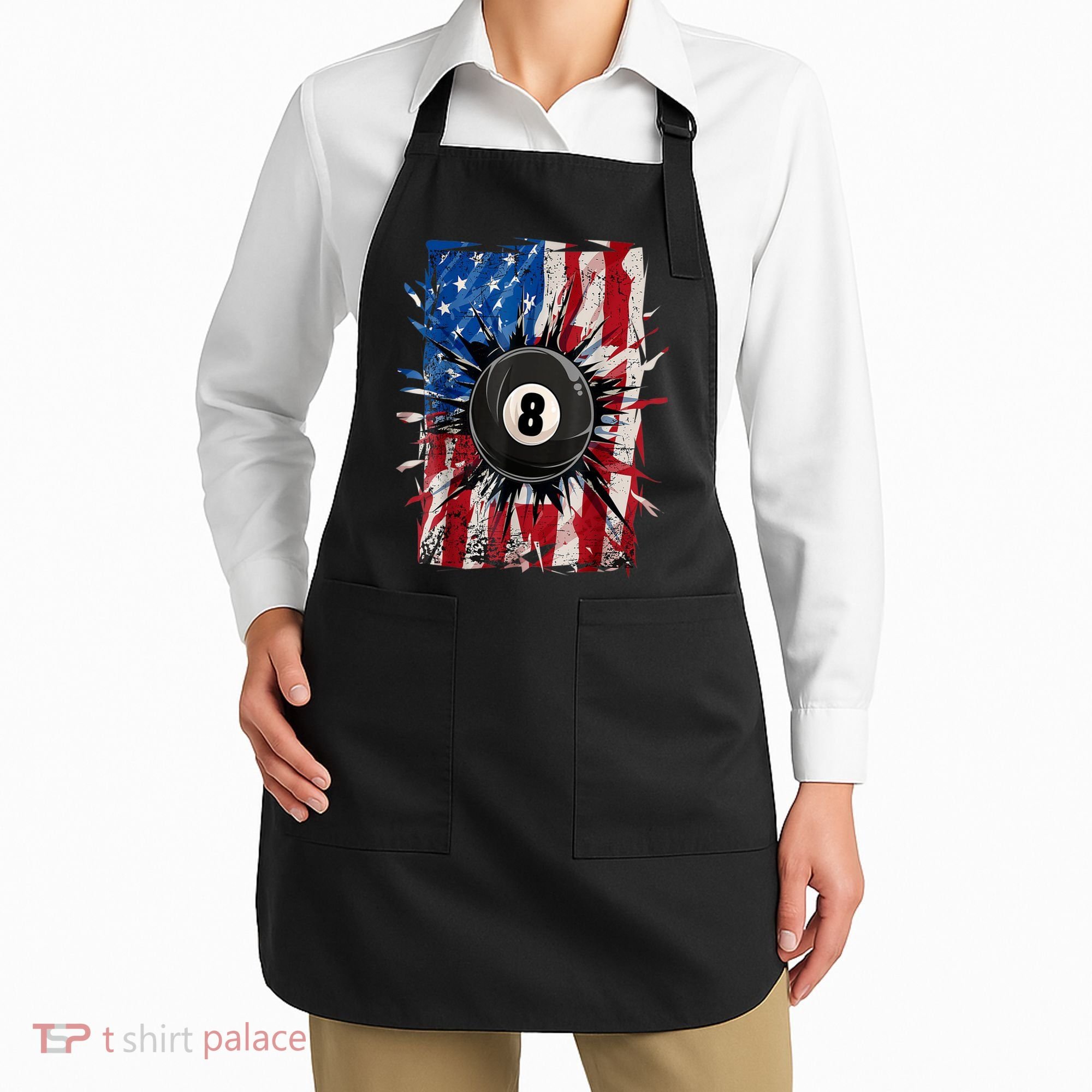 American Flag Pool Snooker Billiards Player 8 Ball Usa Gift Apron