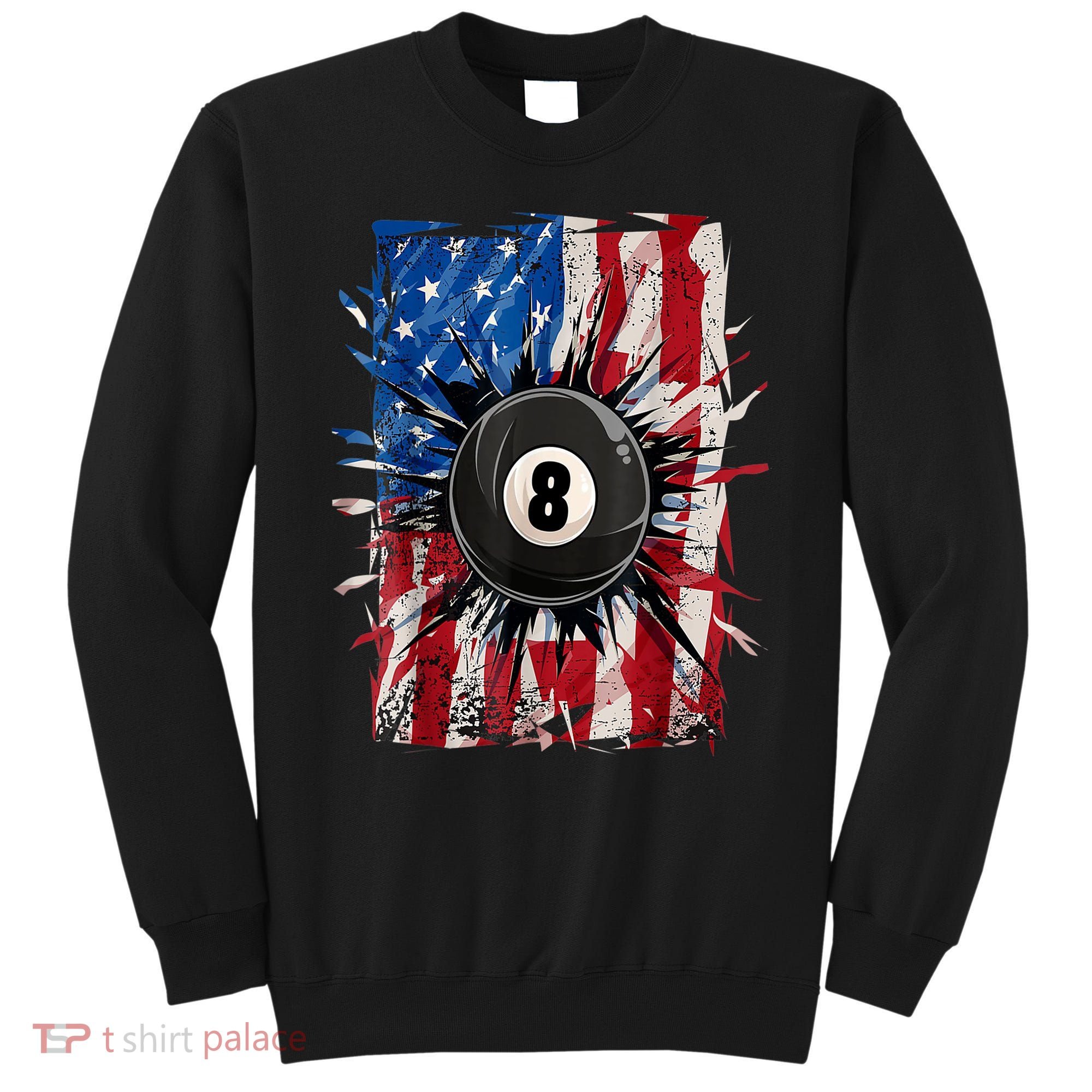American Flag Pool Snooker Billiards Player 8 Ball Usa Gift Sweatshirt