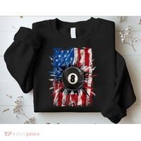 American Flag Pool Snooker Billiards Player 8 Ball Usa Gift Sweatshirt thumb 2